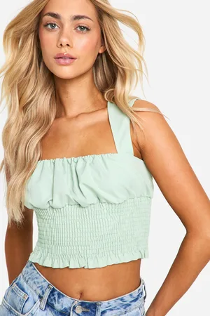 Boohoo Womens Ruched Wide Strap Corset - - Size 12 UK