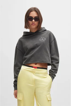 HUGO BOSS Womens Dephana_2 Relaxed-Fit Hoody in Cotton - Size 8 UK
