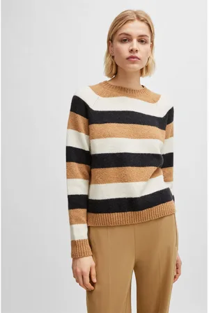 HUGO BOSS Womens Febisani Extra-Slim-Fit Sweater in Multi colour - Wool (archived) - Size 8 UK