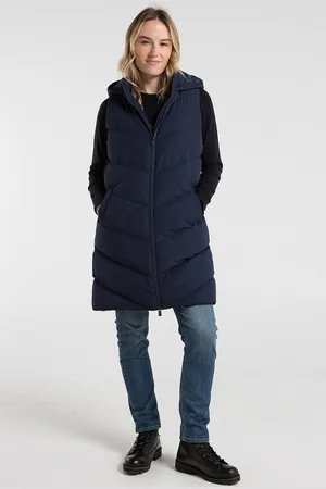 French Connection Womens Midnight Midi Quilted Gilet With Hood - - Size Small