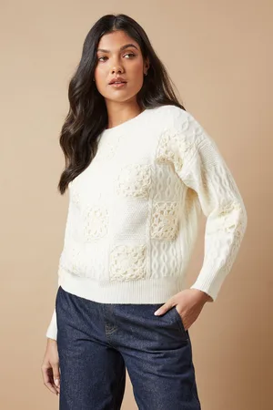 Oasis Womens Crochet Patchwork Jumper - - Size Large