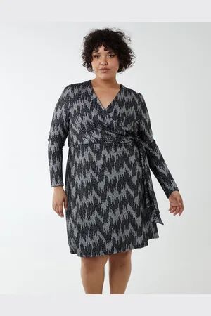 Blue Vanilla Womens Curve Fixed Wrap Skater Dress With Tie - - Size 20 UK
