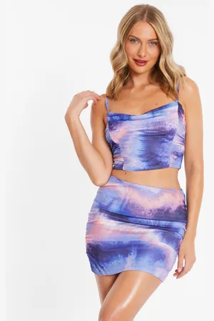 Quiz Womens Abstract Mesh Ruched Mini Skirt - Size 8 UK