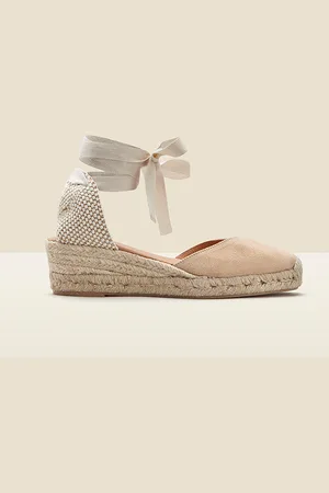 Sosandar Womens Lucia Taupe Valenciana Low Heel Wedge Espadrille - Suede - Size UK 3