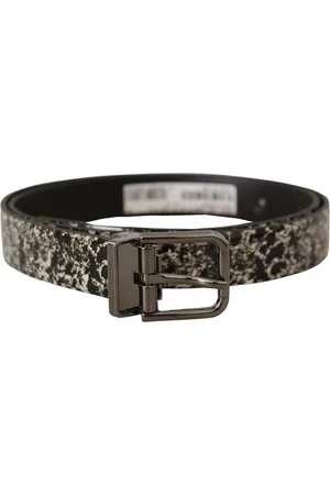 Dolce & Gabbana Mens Marble Print Leather Gray Logo Belt - Size 90 cm