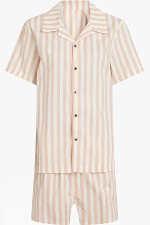 Calvin Klein S/S SHORT SET FRN Womens Pyjamas Chambray Stripe/Ash Rose - - Size X-Large