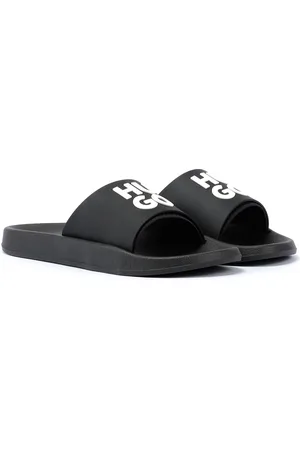 HUGO BOSS Mens Logo-Branded Straps Slides - Size UK 12