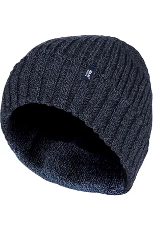 Heat Holders Mens 3.6 tog Fleece Lined Thermal Turn Over Cuff Winter Beanie Hat - - One Size