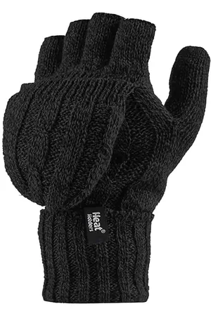 Heat Holders Womens Thermal Converter Fingerless Cable Knit 2.3 tog Gloves - Silk - One Size