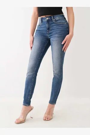 True Religion Womens Jennie Single Needle Mid Rise Skinny in Medium Sunkissed Wash - - Size 28 (Waist)