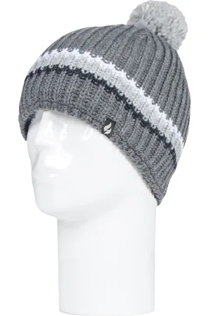 Heat Holders Mens Ribbed Chunky Wnter Pom Pom Bobble Beanie Hat - - One Size