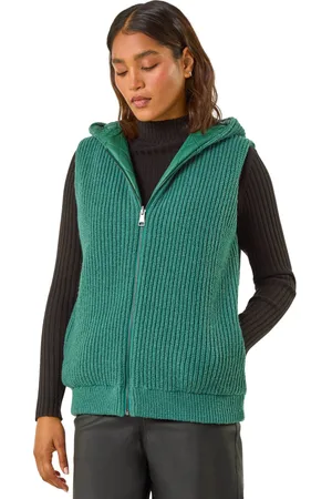 Roman Womens Reversible Hooded Knit Gilet - - Size 18 UK
