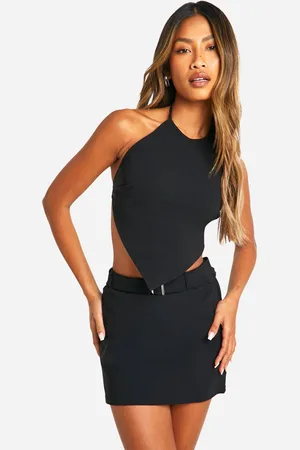 Boohoo Womens Halter Top & Belted Micro Mini Skirt - Viscose - Size 14 UK