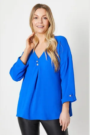 wallis Womens Tall Pearl Button Longline Shirt - - Size 10 UK