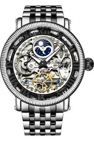 Stuhrling Mens Black and Special Reserve Automatic 48mm Skeleton - One Size
