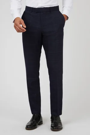 Racing Green Mens Caramel Overcheck Tailored Trousers - Size 30R