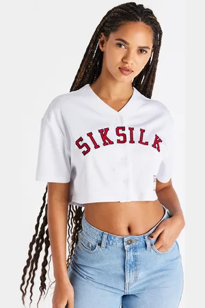 SikSilk Womens Baseball Cropped Jersey in