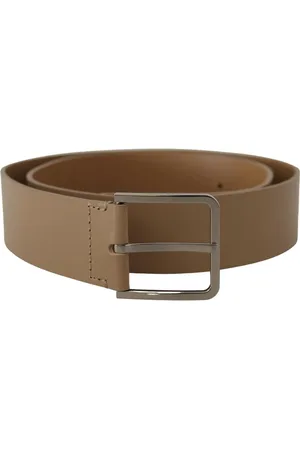 Dolce & Gabbana Mens Calf Leather Wide Silver Metal Belt - Size 90 cm