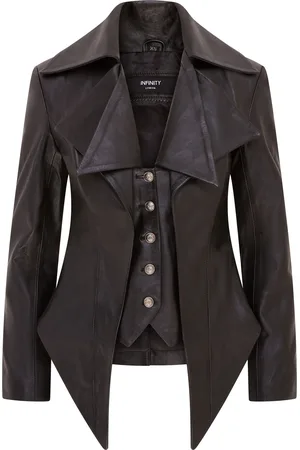 Infinity Womens Gothic Mid-Length Edwardian Jacket - Sandvika - Lamb Leather - Size 4XL
