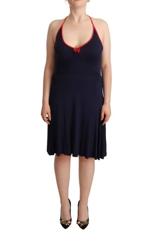 Rocco Barocco Womens Gorgeous Sleeveless Halter Sheath Midi Dress - Cotton - Size IT 44 (Women