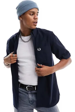 Fred Perry Mens oxford short sleeve shirt in navy - - Size X-Small