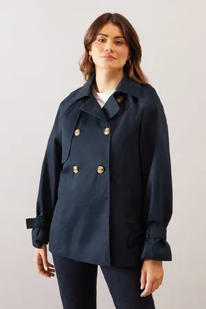 wallis Womens Cropped Trench Jacket - Cotton - Size 16 UK