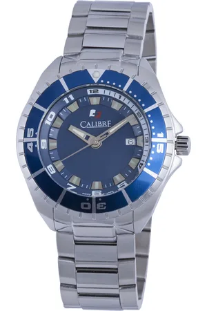 Calibre Mens Sea Knight Swiss Made Movement Watch Stainless Steel Strap Blue Dial - One Size