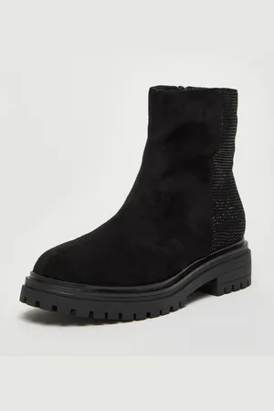 Quiz Womens Diamante Faux Suede Ankle Boots - Size UK 3