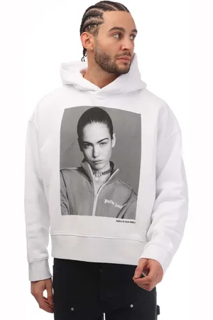 Palm Angels Mens SIMS X Hoodie in White Black - - Size X-Large