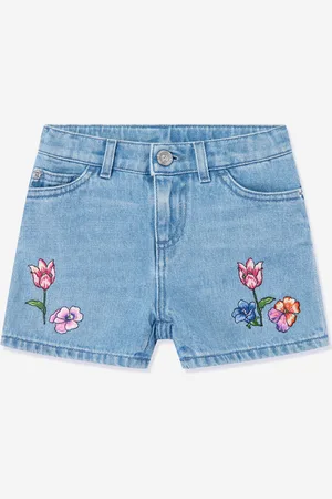 VERSACE Girls Embroidered Flowers Denim Shorts in - Size 5Y