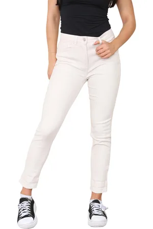 M&Co Womens High Rise Tapered Straight Leg Mom Jeans in Beige - Denim - Size 12 Regular