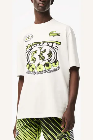 Lacoste Mens Loose Fit Cotton Jersey Print T-Shirt in - Size 2XL