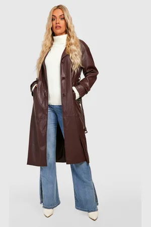 Boohoo Womens Plus Faux Pu Trench Coat - - Size 20 UK