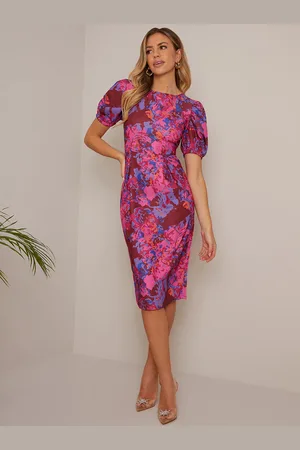 Chi Chi London Womens Short Sleeve Floral Midi Dress in - Size 8 UK