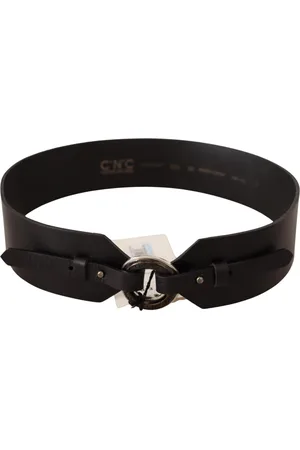 Costume National WoMens Leather Silver Round Buckle Belt - Size 85 cm