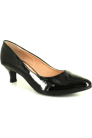 Comfort Plus New Womens/Ladies Patent Wide Fit Kitten Heel Court Shoes Pu - Size 4 (UK Shoe)