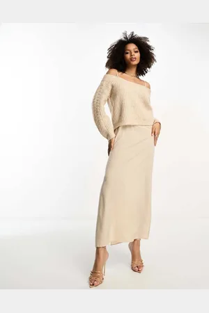 Y.A.S Womens hybrid midi jumper dress with satin slip in -White - Size Small