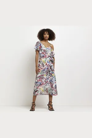 River Island Womens Wrap Midi Dress Printed - Size 8 UK