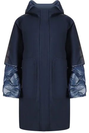 Parajumpers Womens Joy Navy Oversize Long Hooded Down Jacket Wool - Size Small