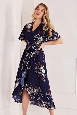 Mela Womens Floral Dipped Hem Maxi Dress - Size 8 UK