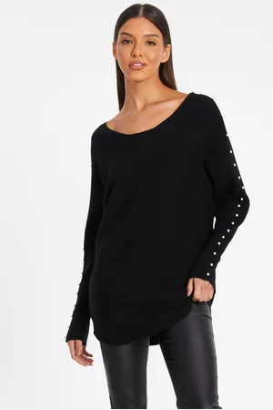 Quiz Womens Knitted Beaded Batwing Jumper - Size Medium