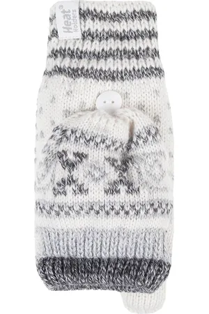 Heat Holders Womens Ladies Warm Fairisle Patterned Thermal Fingerless Converter Gloves - Silk - One Size