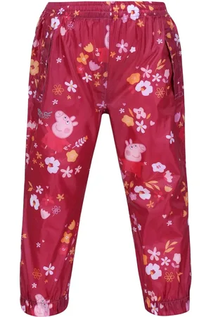 Regatta Childrens Unisex Childrens/Kids Floral Peppa Pig Packaway Waterproof Trousers (Berry ) - Size 4-5Y