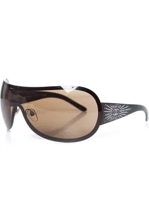 CHANEL Pre-owned Womens embellished CC logo shield sunglasses - - One Size