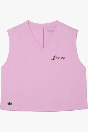Lacoste Womens Sport Ultra Dry Cotton Crop Top in - Size 10 UK