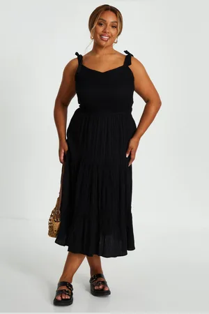 Quiz Womens Curve Strappy Tiered Midi Dress - Size 22 UK