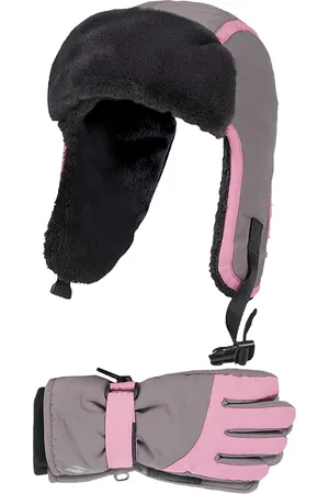 Heat Holders Girls Kids Ski Gloves and Trapper Hat Set
