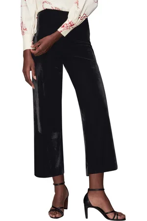 Whistles Womens Velvet Wide Leg Crop Trousers - - Size 8 UK