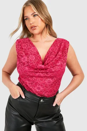 Boohoo Womens Plus Lace Cowl Top - Nylon - Size 26 UK