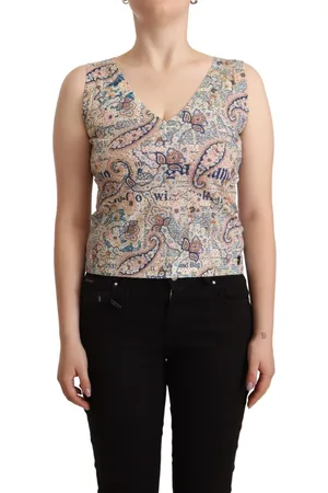 John Galliano WoMens Multicolor Cotton Sleeveless V-neck Tank Top - - Size IT 40 (Women